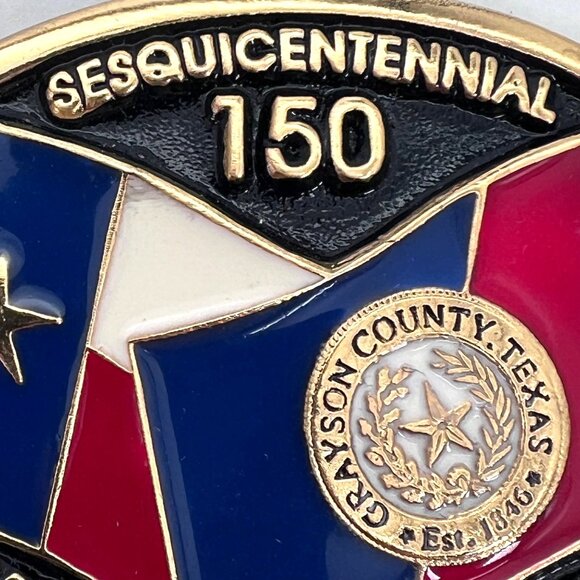 Grayson County Texas Sesquicentennial 150 Belt Buckle Republic of Texas Sherman - Picture 3 of 11